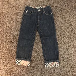 Burberry kids size 4T jeans with plaid cuff